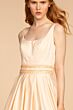 Elizabeth K GL2531 Illusion Back Pleated A-Line Satin Dress