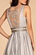 Elizabeth K GL2531 Illusion Back Pleated A-Line Satin Dress