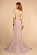 Elizabeth K GL2549 Strappy Back Plunging Neck Glitter Dress