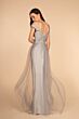 Elizabeth K GL2560 Pleated Top V-Neck Glitter Dress