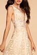 Elizabeth K GL2580 Double Belt Plunging Neck Lace Dress