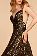 Elizabeth K GL2581 Plunging Neckline Backless Sequin Dress