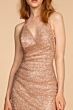 Elizabeth K GL2586 Lace-Up Back V-Neck Glitter Dress
