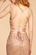 Elizabeth K GL2586 Lace-Up Back V-Neck Glitter Dress
