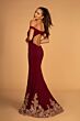 Elizabeth K GL2658 Embroidered Skirt Cutout Back Dress
