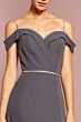 Elizabeth K GL2665 Rhinestone Straps High Slit Dress