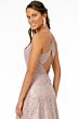 Elizabeth K GL2667 Lace Skirt Cutout Back Ruched Top Dress