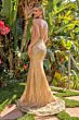 GLS by Gloria GL2889 Strappy Back Plunging Neck Glitter Dress