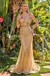 GLS by Gloria GL2889 Strappy Back Plunging Neck Glitter Dress