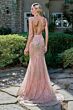 GLS by Gloria GL2889 Strappy Back Plunging Neck Glitter Dress