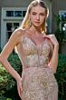 GLS by Gloria GL2889 Strappy Back Plunging Neck Glitter Dress