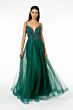 Elizabeth K GL2891 Cutout Back Plunging Neck Embellished Dress