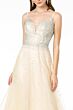 Elizabeth K GL2891 Cutout Back Plunging Neck Embellished Dress