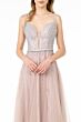 Elizabeth K GL2892 Strappy Back Plunging Neck Embellished Dress