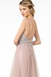 Elizabeth K GL2892 Strappy Back Plunging Neck Embellished Dress