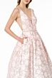 Elizabeth K GL2897 Plunging Neckline Floral Ombre Dress