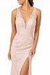 Elizabeth K GL2898 Strappy Back Plunging Neck Glitter Dress