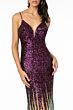 Elizabeth K GL2899 Plunging Neckline Ombre Sequin Dress