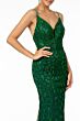 Elizabeth K GL2917 Plunging Neckline Embellished Glitter Dress