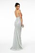 Elizabeth K GL2917 Plunging Neckline Embellished Glitter Dress