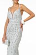 Elizabeth K GL2917 Plunging Neckline Embellished Glitter Dress