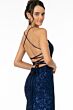 Elizabeth K GL2919 Sweetheart Neckline Lace-Up Sequin Dress