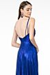 Elizabeth K GL2927 Slit Skirt Knotted Top Metallic Dress