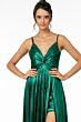 Elizabeth K GL2927 Slit Skirt Knotted Top Metallic Dress