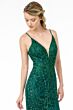 Elizabeth K GL2938 Lace-Up Back Godet Skirt Glitter Dress