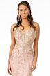 Elizabeth K GL2938 Lace-Up Back Godet Skirt Glitter Dress