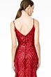 Elizabeth K GL2939 Godet Skirt Plunging Neck Glitter Dress