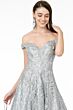 GLS by Gloria GL2944 Off The Shoulder Embroidered Glitter Dress