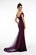 Elizabeth K GL2958 Off-The-Shoulder Cutaway Sheer Train Dress
