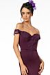 Elizabeth K GL2958 Off-The-Shoulder Cutaway Sheer Train Dress