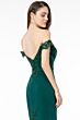 Elizabeth K GL2958 Off-The-Shoulder Cutaway Sheer Train Dress