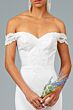 Elizabeth K GL2958 Off-The-Shoulder Cutaway Sheer Train Dress
