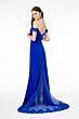 Elizabeth K GL2958 Off-The-Shoulder Cutaway Sheer Train Dress