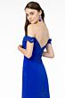 Elizabeth K GL2958 Off-The-Shoulder Cutaway Sheer Train Dress