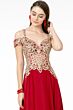 Elizabeth K GL2998 Embroidered Top Cold Shoulder Dress