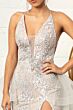GLS by Gloria GL3003 Detachable Train Plunging Neck Floral Dress