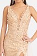 Elizabeth K GL3011 Detachable Overskirt 3D Floral V-Neck Dress