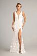 Elizabeth K GL3011 Detachable Overskirt 3D Floral V-Neck Dress