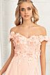 Elizabeth K GL3018 Off-The-Shoulder Floral Applique A-Line Bridal Gown