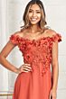 Elizabeth K GL3018 Off-The-Shoulder Floral Applique A-Line Bridal Gown