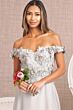 Elizabeth K GL3018 Off-The-Shoulder Floral Applique A-Line Bridal Gown