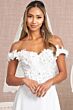 Elizabeth K GL3018 Off-The-Shoulder Floral Applique A-Line Bridal Gown