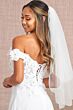 Elizabeth K GL3018 Off-The-Shoulder Floral Applique A-Line Bridal Gown