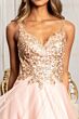 Elizabeth K GL3020 Metallic Top Slit Skirt Glitter Dress