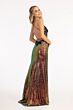 Elizabeth K GL3025 Strappy Back 3D Floral Sequin Dress