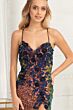 Elizabeth K GL3025 Strappy Back 3D Floral Sequin Dress